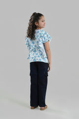All Over Print Frilled Top