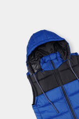 Men's Blue And Black Sleeveless Puffer Jacket
