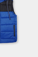 Men's Blue And Black Sleeveless Puffer Jacket