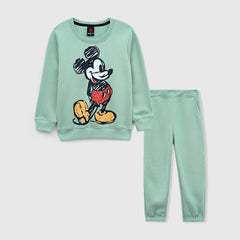 Girls Soft Cotton Mickey Mouse Printed Fleece Tracksuit