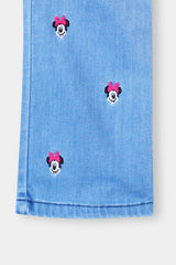 All Over Minnie Embroidered Girl's Wide Leg Jeans