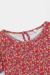 Rib All-Over Rotary Printed Top For Girls